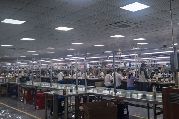 A production line for kids karaoke speakers in a Chinese factory
