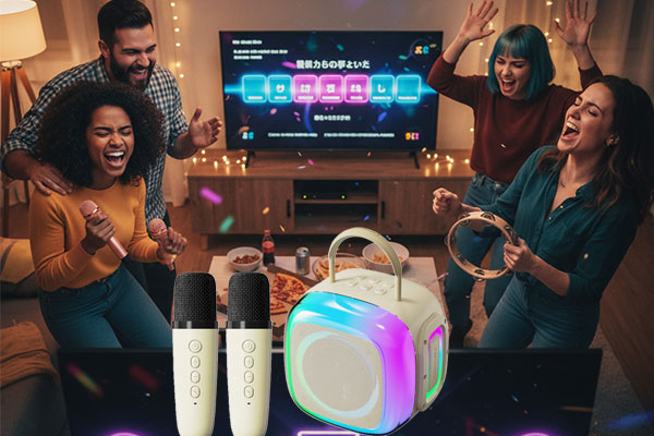 A digital karaoke song selection screen showing a queue